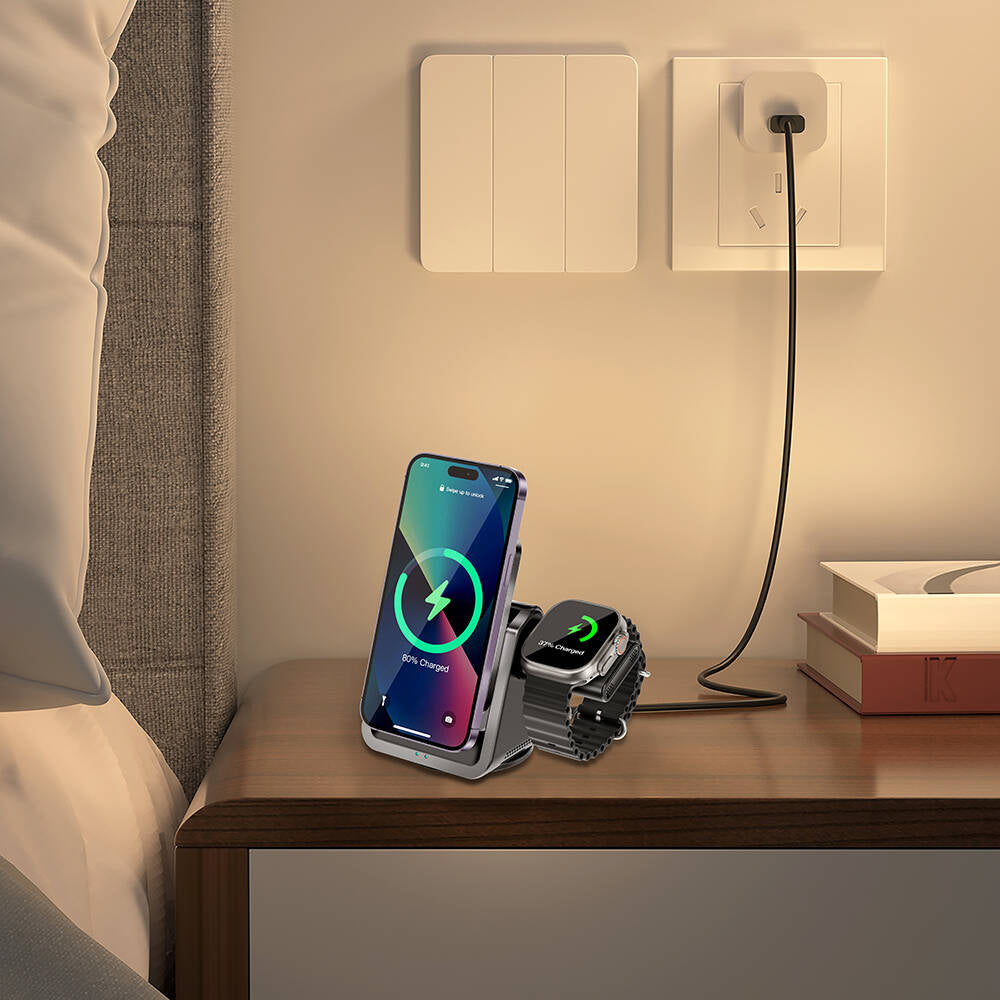 Wiwu Wi-W018 Coolpad Serisi Telefon ve Akıllı Saat İçin 15W 3in1 Kablosuz Şarj Standı Wiwu Wi-W018 Coolpad Serisi Telefon ve Akıllı Saat İçin 15W 3in1 Kablosuz Şarj Standı